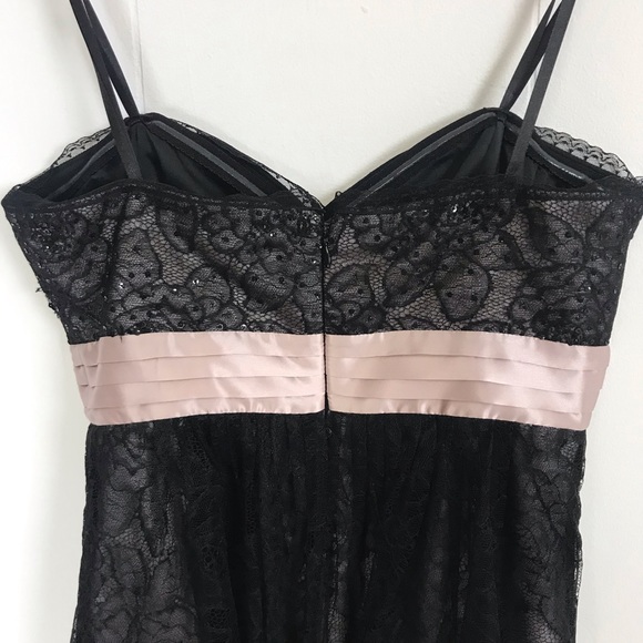 BCBG MAXAZRIA Black Pink Floral Lace Tulle Dress - Picture 7 of 8